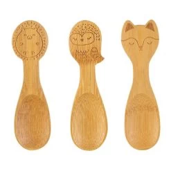 Lot De 3 Cuill&egrave;res Enfants Bambou - Animaux De La For&ecirc;t - Sass And Belle