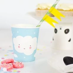 12 Gobelets En Carton Pour Anniversaire Nuage Bleu