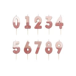 Bougie Anniversaire Chiffre Rose Gold Et Paillette