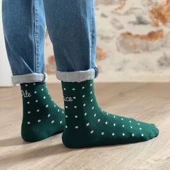 Chaussettes Hommes Les Charmantes - Vert Sapin / Blanc - Taille 39/42