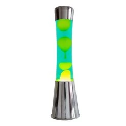 Lampe &agrave; Lave 40 Cm - Chrome - Liquide Vert & Lave Jaune