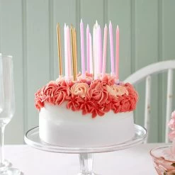 Bougie Anniversaire Longue Rose Et Or - Lot De 16 -Petits Trésors Soldes p 4005 supp 4 220211190357