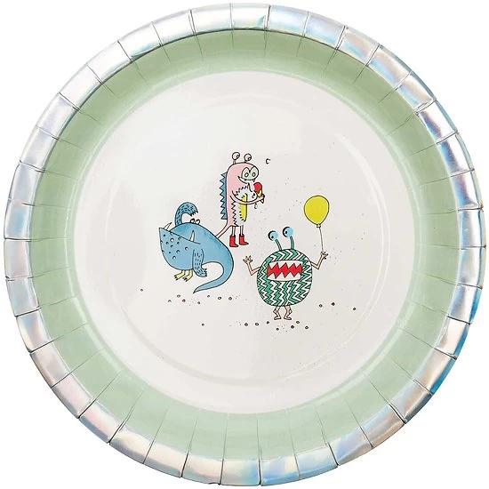 Assiette En Carton Petits Monstres - Lot De 8 3 Assiette En Carton Petits Monstres - Lot De 8