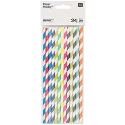 Paille &agrave; Rayure En Papier Biod&eacute;gradable Multicolore - Lot De 24 -Petits Trésors Soldes p 4101 supp 3 220216140311