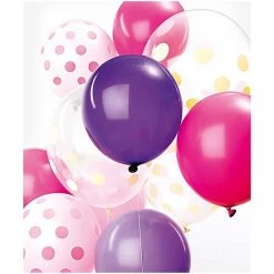 Ballons Anniversaire Rose Et Violet - Lot De 12