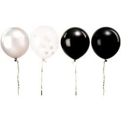 Ballons Anniversaire Noir Et Blanc - Lot De 12