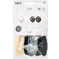 Ballons Anniversaire Noir Et Blanc - Lot De 12 -Petits Trésors Soldes p 4125 supp 2 220218155710