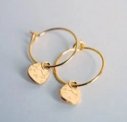 Boucles D'oreilles Baby Cr&eacute;oles Plaqu&eacute;es Or - Chat Porte Bonheur Maneki Neko