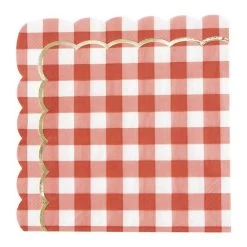 Serviette Papier Vichy Rouge Et Blanc Guinguette - Lot De 16