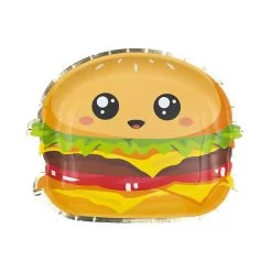 Assiette En Carton Fast Food Hamburger - Lot De 8