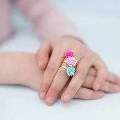 Lot De 3 Bagues Enfant Et Boucle D'oreilles à Clip Roses