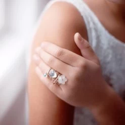 Lot De 4 Bagues Enfant Diamant Et Nacre