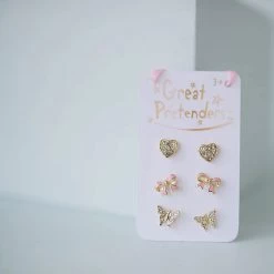 Lot De 3 Boucles D'oreilles Enfant Coeur, Noeud Rose Et Papillon -Petits Trésors Soldes p 4347 supp 2 220329154433