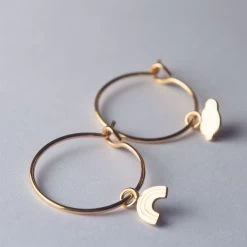 Boucles D'oreilles Cr&eacute;oles Et Pampille Plaqu&eacute; Or - Arc En Ciel Et Nuage -Petits Trésors Soldes p 4499 supp 2 220926194837