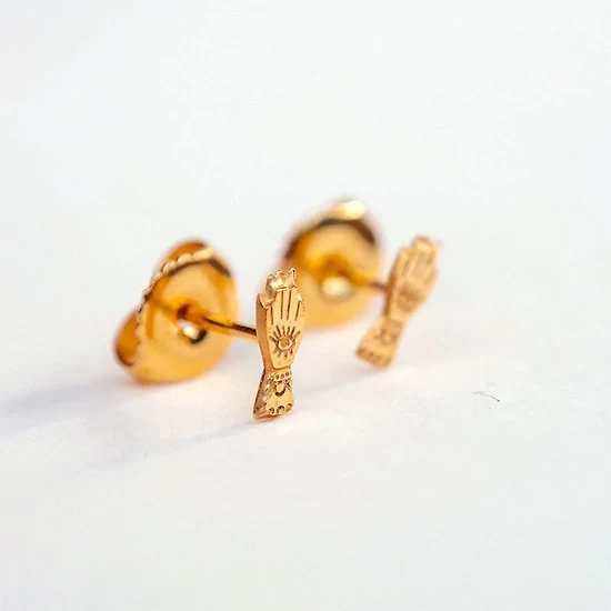 Boucles D'oreilles Plaquées Or Ex Voto Mains 4 Boucles D'oreilles Plaquées Or Ex Voto Mains – Image 2