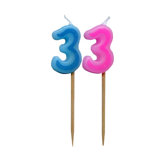 Bougie Chiffre 3 - Rose Ou Bleu 3 Bougie Chiffre 3 - Rose Ou Bleu