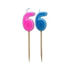 Bougie Chiffre 6 - Rose Ou Bleu